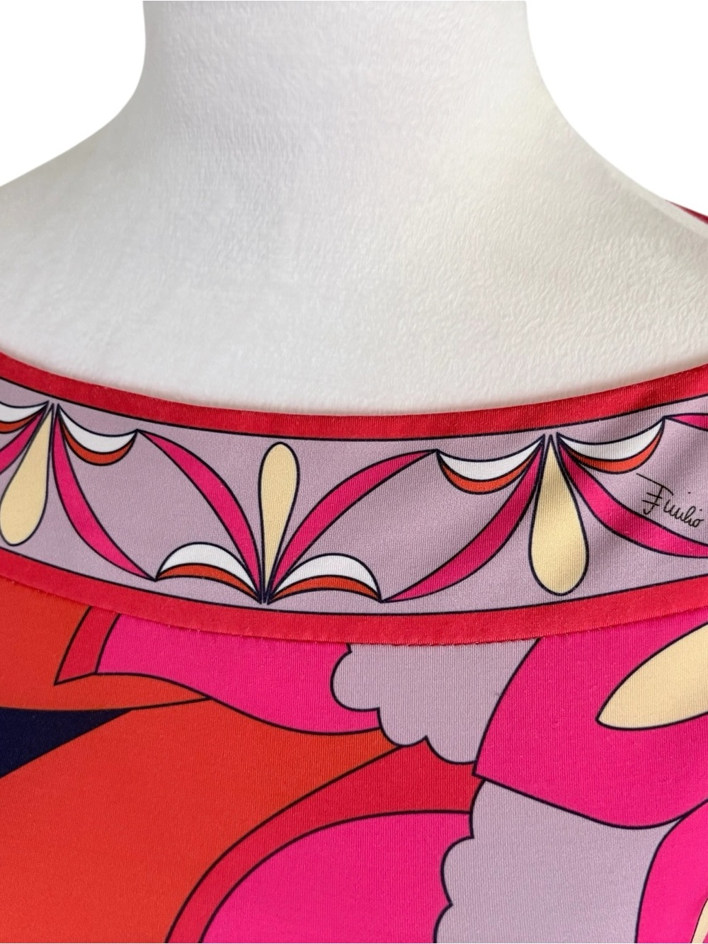 VTG Emilio Pucci 100% Silk Navy Multicolor Floral Midi Jersey Dress SZ 36 IT - Picture 4 of 14
